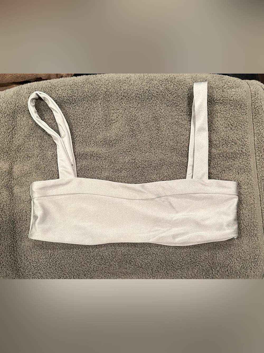 Jade Swim Silver Bandeau-Style Top with Straps